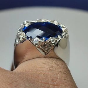 انگشتر توپاز آبی مردانه کد ۱۲۱۶۷