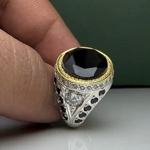 انگشتر عقیق یمنی مشکی کد ۱۲۱۷۵