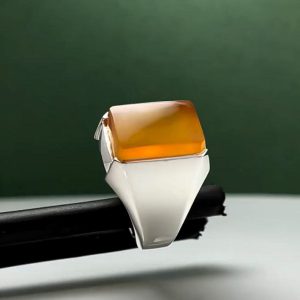 انگشتر عقیق یمنی پرتقالی کد ۱۲۱۸۲