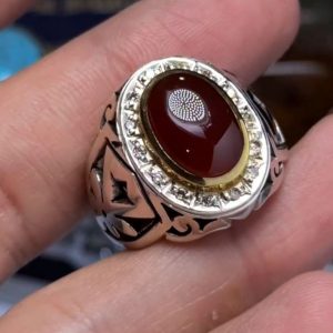 انگشتر عقیق یمنی سرخ کد ۱۲۱۸۷